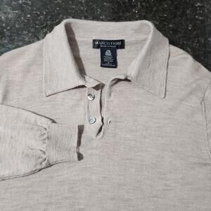 Vintage Marco Fiori Extra Fine Merino Wool Polo Sweater Made Italy Mens Medium